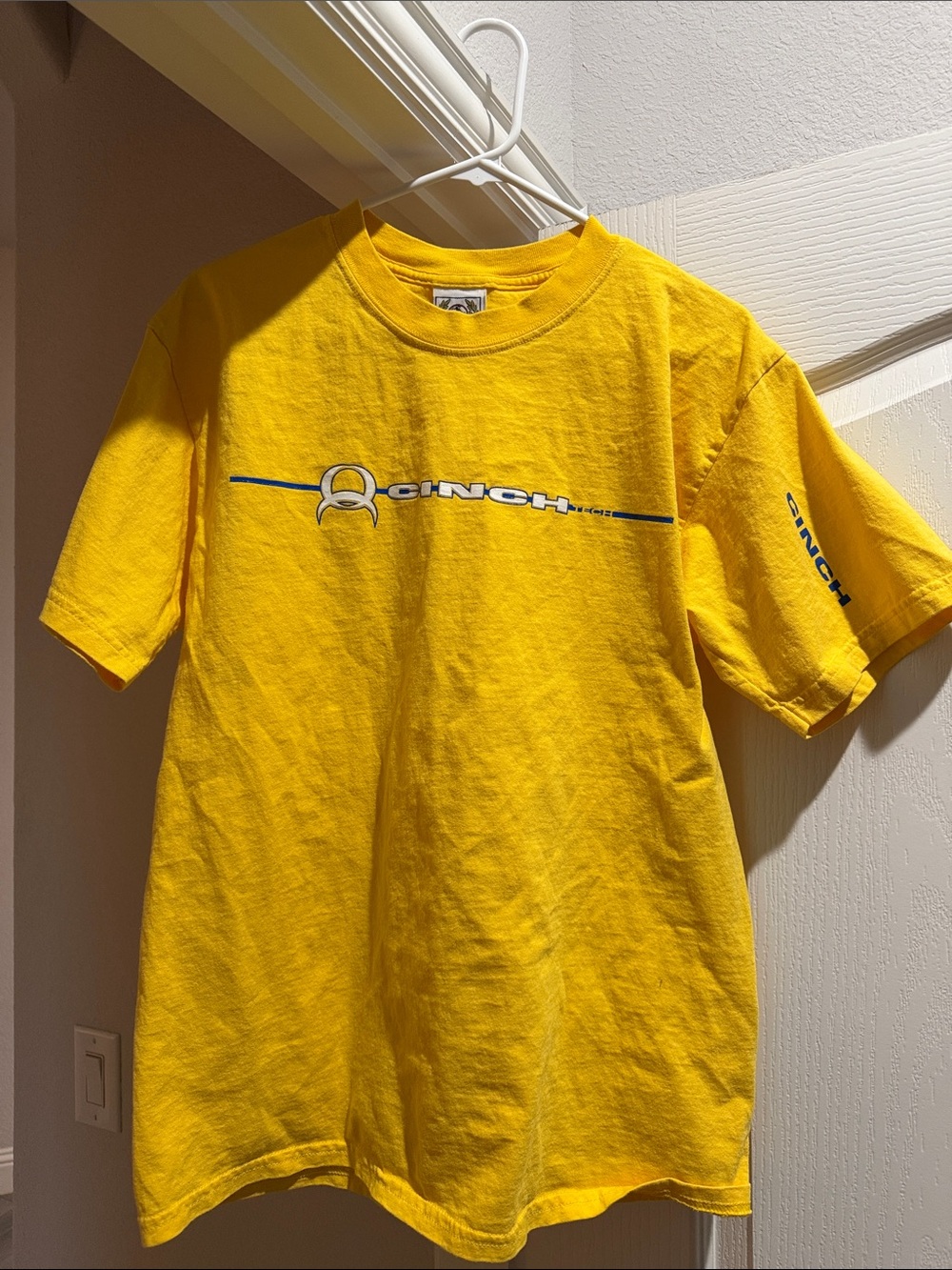 Cinch Bold Yellow Logo Tee with Blue Accent